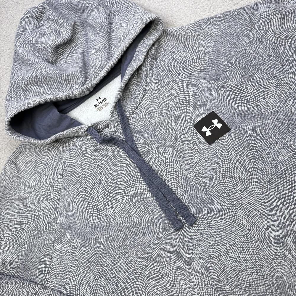 Under Armour Hoodie Mens XL Gray Pullover Fleece Kangaroo Raglan Logo 1371152